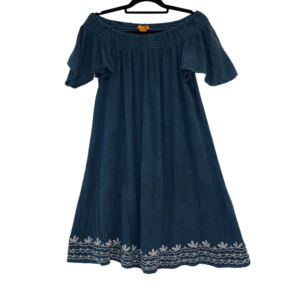 sakkas Gauzy Flutter Sleeve Knee Length Dress Free Size Women's XL Teal